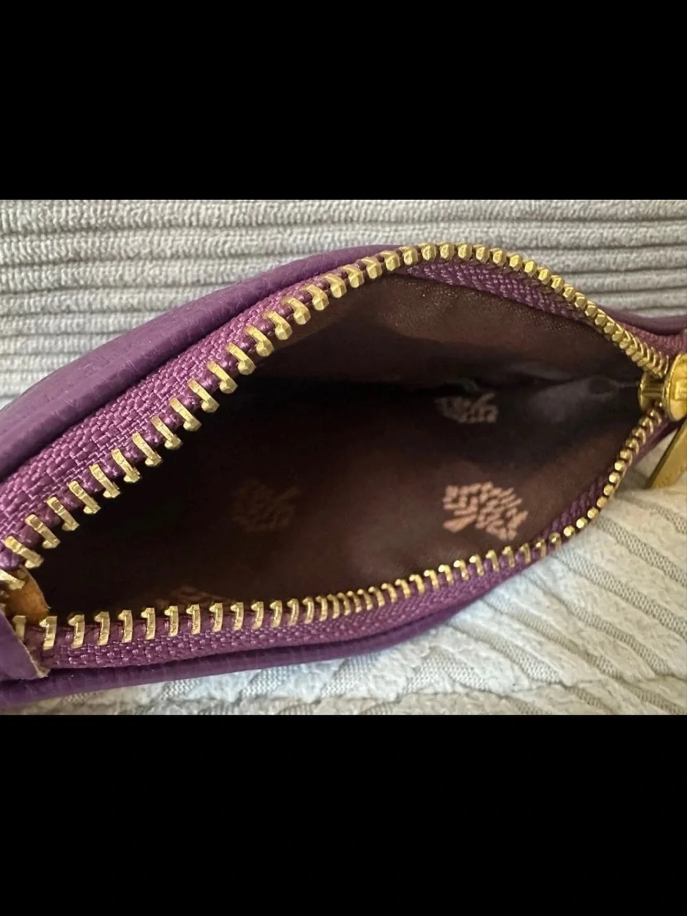 Mulberry Purple Leather Wristlet Clutch